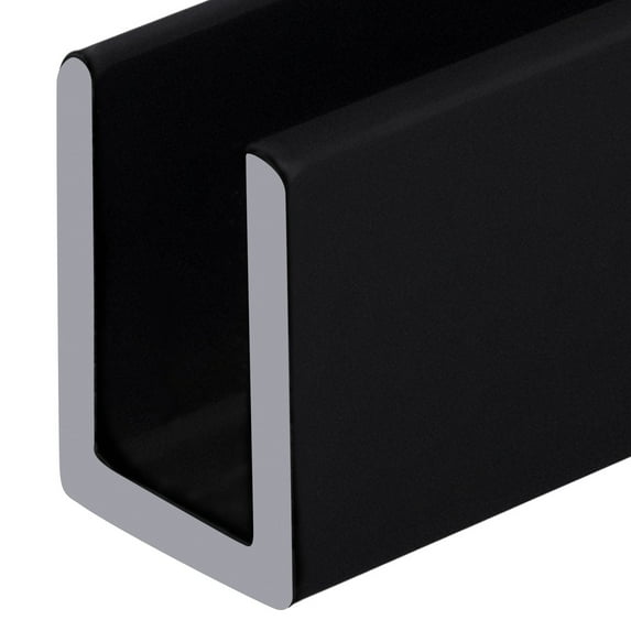Brixwell SDCD3812MBL-CCP12-XCP50 Matte Black Frameless Shower Door Aluminum Deep U-Channel for 3/8" Thick Glass - 12" Stock Length - pack of 50