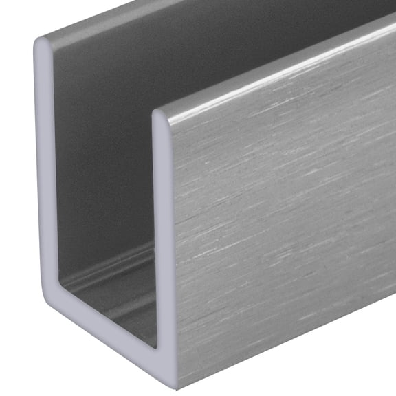 Brixwell SDCD38AB-CCP12-XCP25 Brushed Anodized 3/8" Fixed Panel Shower Door Deep U-Channel -  12" Stock Length - pack of 25