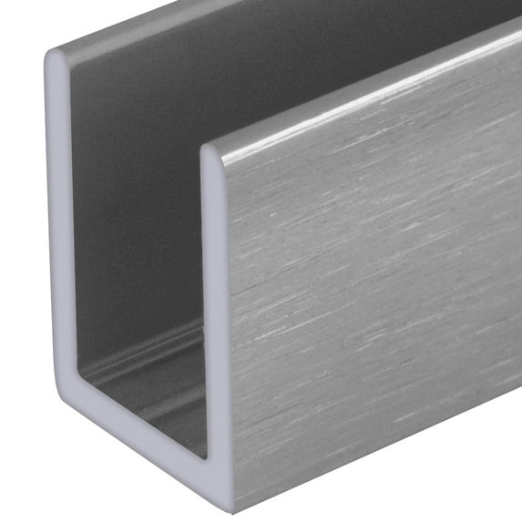 Brixwell SDCD38AB-CCP23-XCP10 Brushed Anodized 3/8" Fixed Panel Shower Door Deep U-Channel - 23" Stock Length - pack of 10