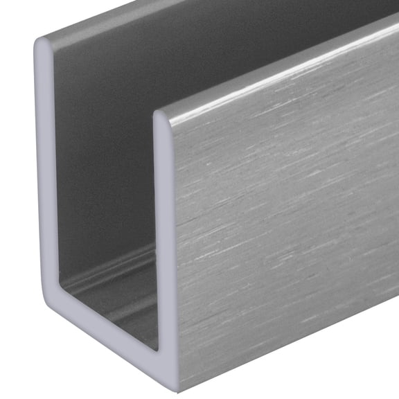 Brixwell SDCD38AB-CCP48-XCP5 Brushed Anodized 3/8" Fixed Panel Shower Door Deep U-Channel -  48" Stock Length - pack of 5