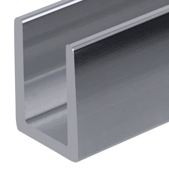 Brixwell SDCD38BS-CCP48 Brushed Stainless 3/8" Fixed Panel Shower Door Deep U-Channel -  48" Stock Length