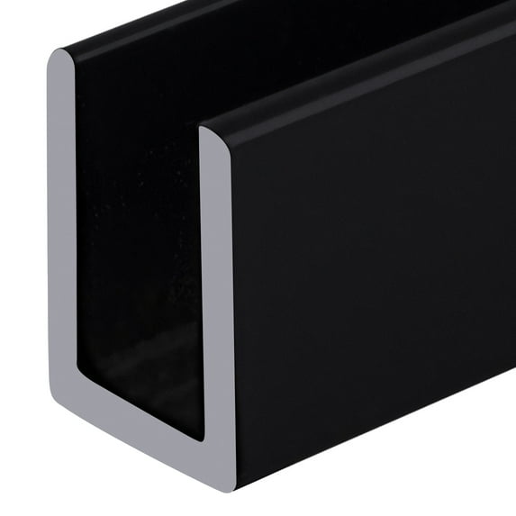 Brixwell SDCD38MBL-CCP72-XCP10 Matte Black 3/8" Fixed Panel Shower Door Deep U-Channel - 72" - pack of 10