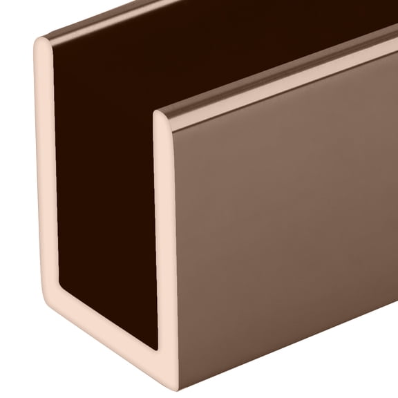 Brixwell SDCD38PC0-XCP5 Polished Copper 3/8" Fixed Panel Shower Door Deep U-Channel - 95" Stock Length - pack of 5