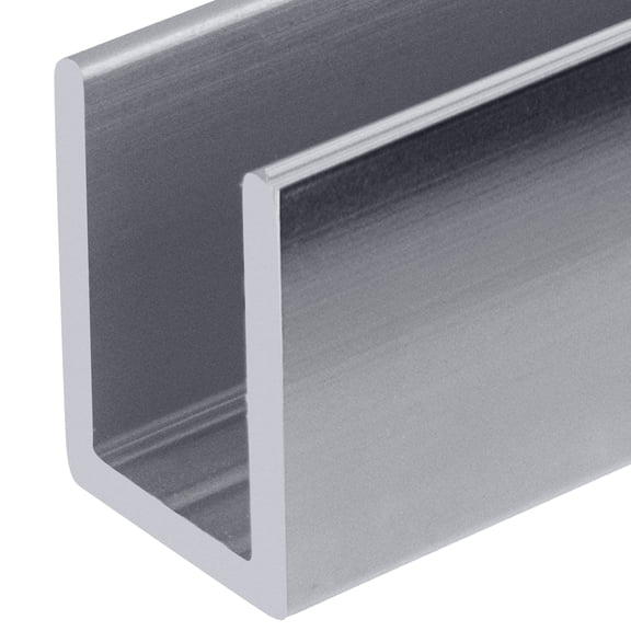 Brixwell SDCD38PS Polished Stainless 3/8" Fixed Panel Shower Door Deep U-Channel - 95" Stock Length