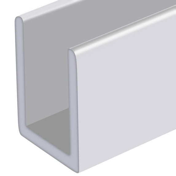 Brixwell SDCD38W-CCP36-XCP50 White 3/8" Fixed Panel Shower Door Deep U-Channel - 36" Stock Length - pack of 50