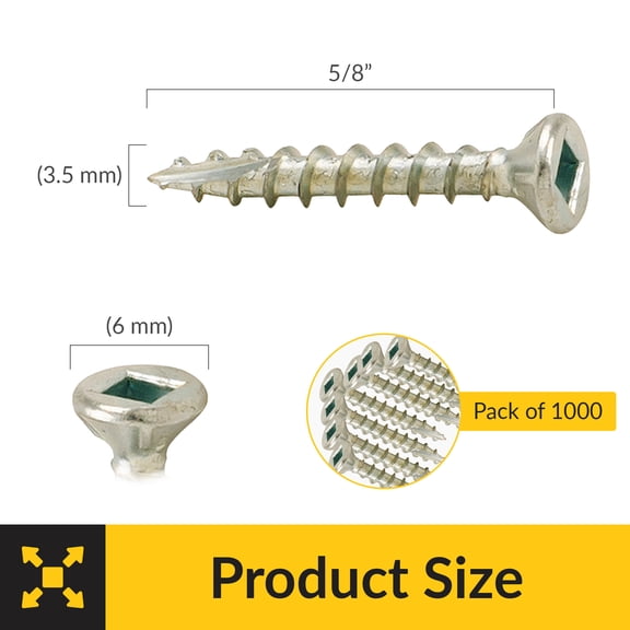 Brixwell SRW214588601 Zip R Screw, Flat Countersunk Head with Square Drive Pack of 1000