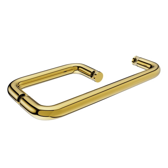 Brixwell TB-612C-PB 12 Inches Center To Center Towel Bar, 6 Inches Center To Center Handle Shower Door Towel Bar And Handle Combo No Washers Polished Brass