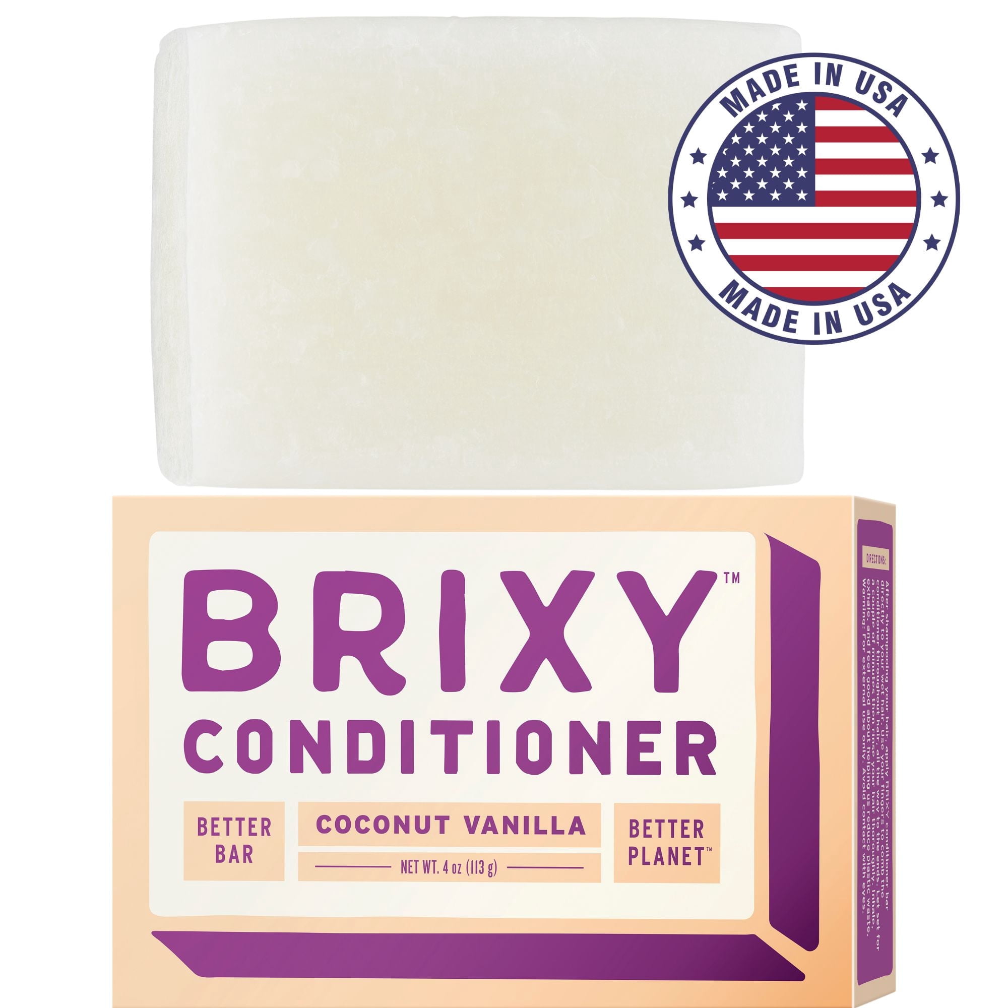 BRIXY Coconut Vanilla Hair Conditioner Bar for Softness & Hydration ...