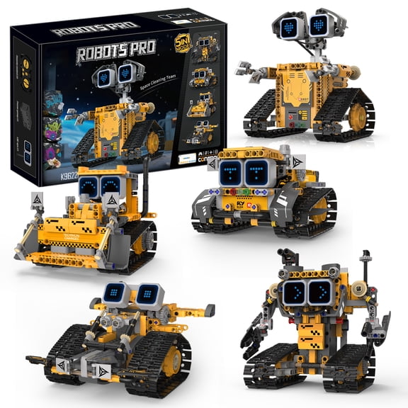 Brixzonecho 5 in 1 Digital Display Robot Building Set Compatible with Lego Vehicle Collectible Model for Adult Home Office Decor