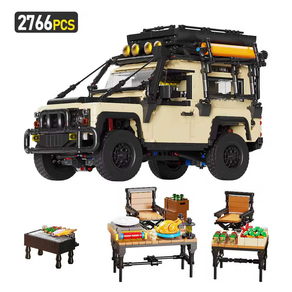 Brixzonecho Defender Camper Building Set Off-Road Vehicle Compatible with Lego Car Collectible Model for Adult Home Office Decor