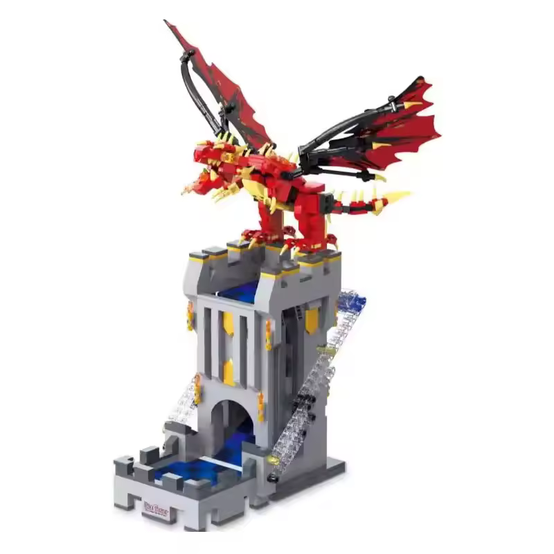 Brixzonecho Dragon Dice Tower Building Set Mystery Medieval Fantasy Compatible with Lego Architecture Collectible Model for Adult Home Office Decor
