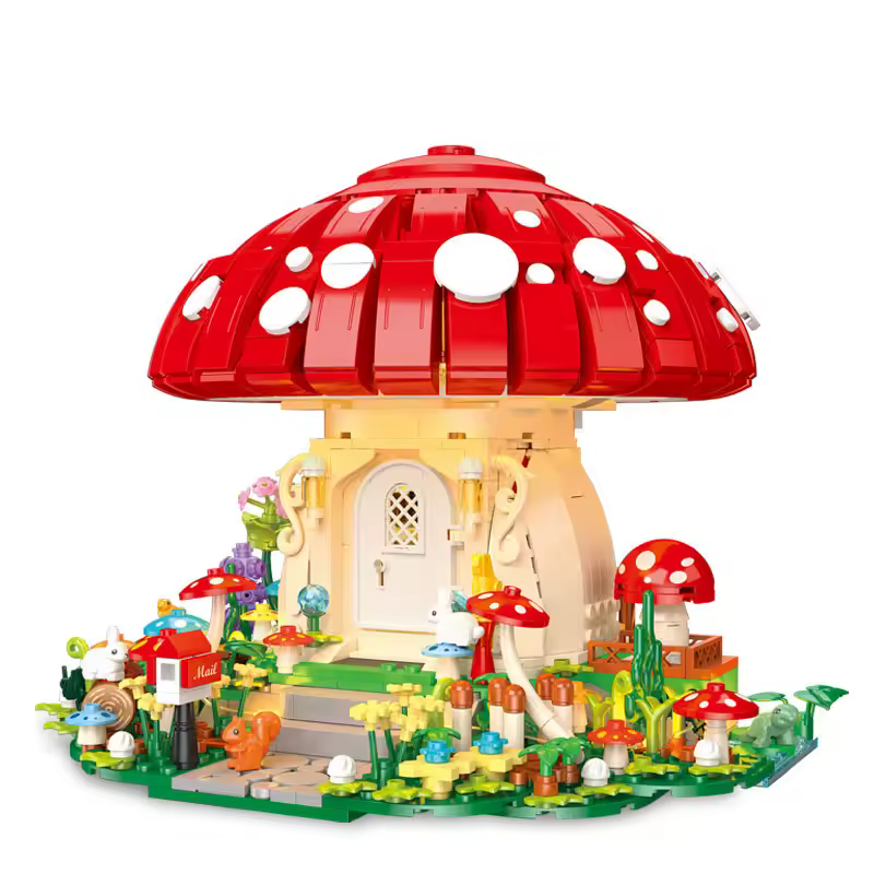 Brixzonecho Dream Mushroom House Building Set Fairy Forest Compatible with Lego Architecture Collectible Model for Adult Home Office Decor