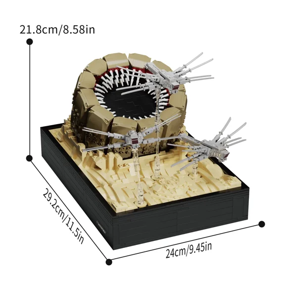 Brixzonecho Dune Sandworm Ornithopter Scene Building Set Compatible with Lego Sci-Fi Planet Collectible Model for Adults Home Office Decor
