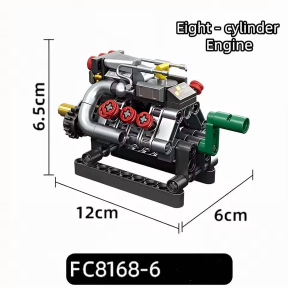 Brixzonecho Eight-Cylinder Engine Building Set Compatible with Lego Educational Mechanical Model for Adult Home Office Decor