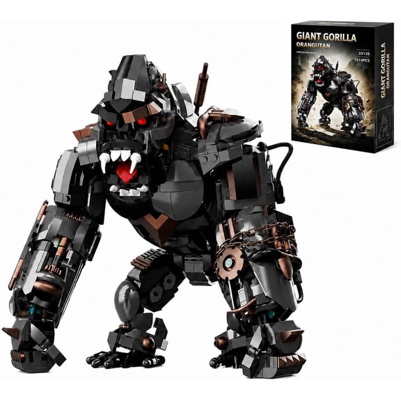 Brixzonecho Mechanical Black Gorilla Building Set Compatible with Lego Fantasy Monster Model Premium Collectible for Hobbyists 1414pcs