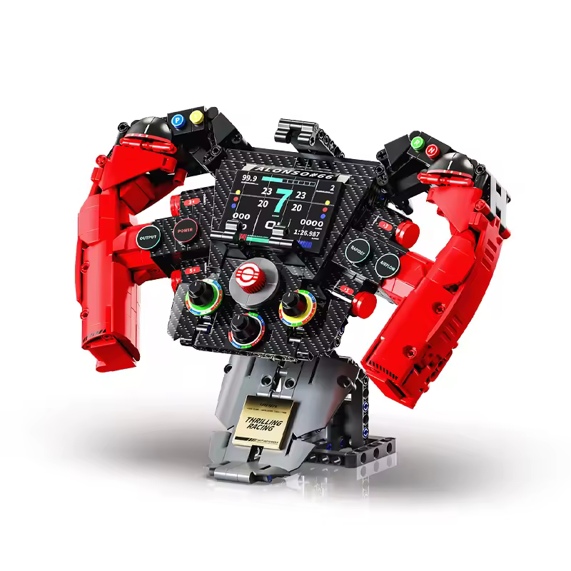 Brixzonecho Red Racing Steering Wheel Building Set Technic Compatible with Lego Vehicle Model for Adult Home Office Decor