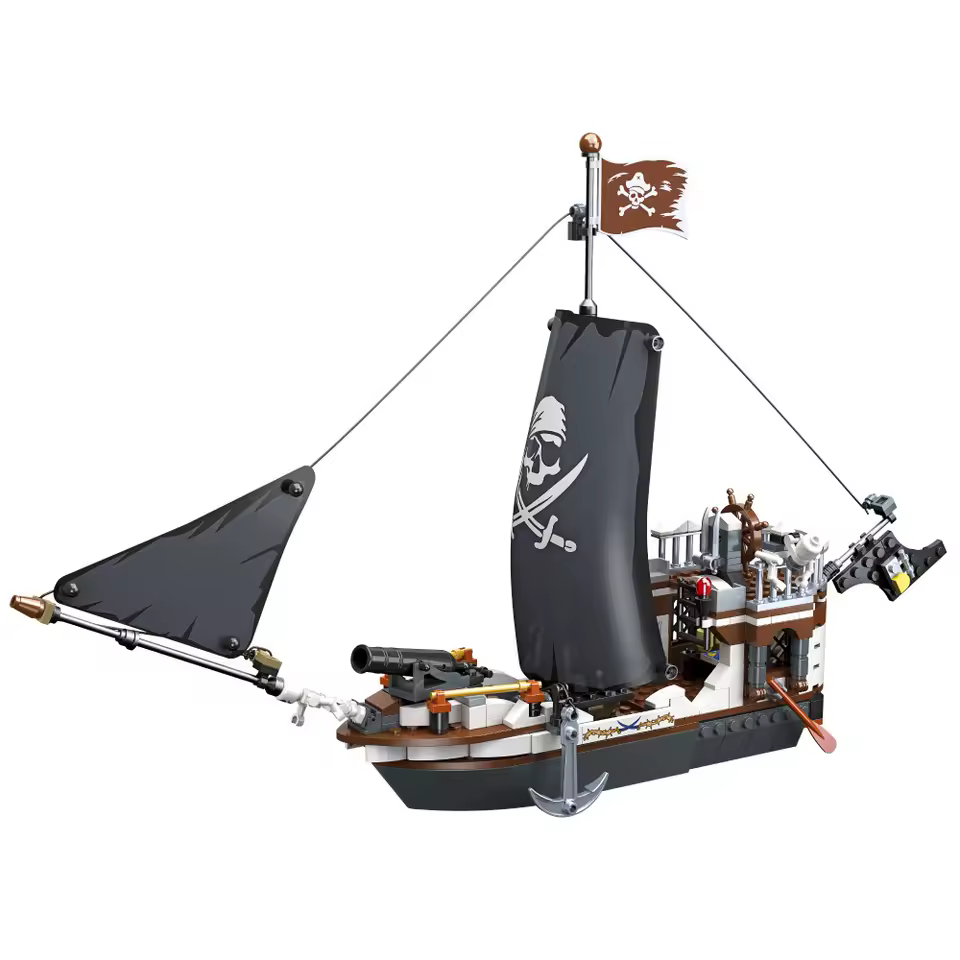 Brixzonecho Skeleton Pirate Sailboat Building Set Compatible with Lego Vehicle Ship Model for Adult Home Office Decor