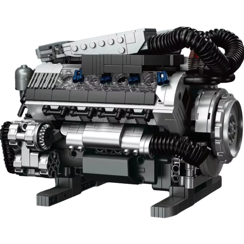 Brixzonecho V8 Engine Building Set STEM Technic Compatible with Lego Collectible Model for Adult Home Office Decor