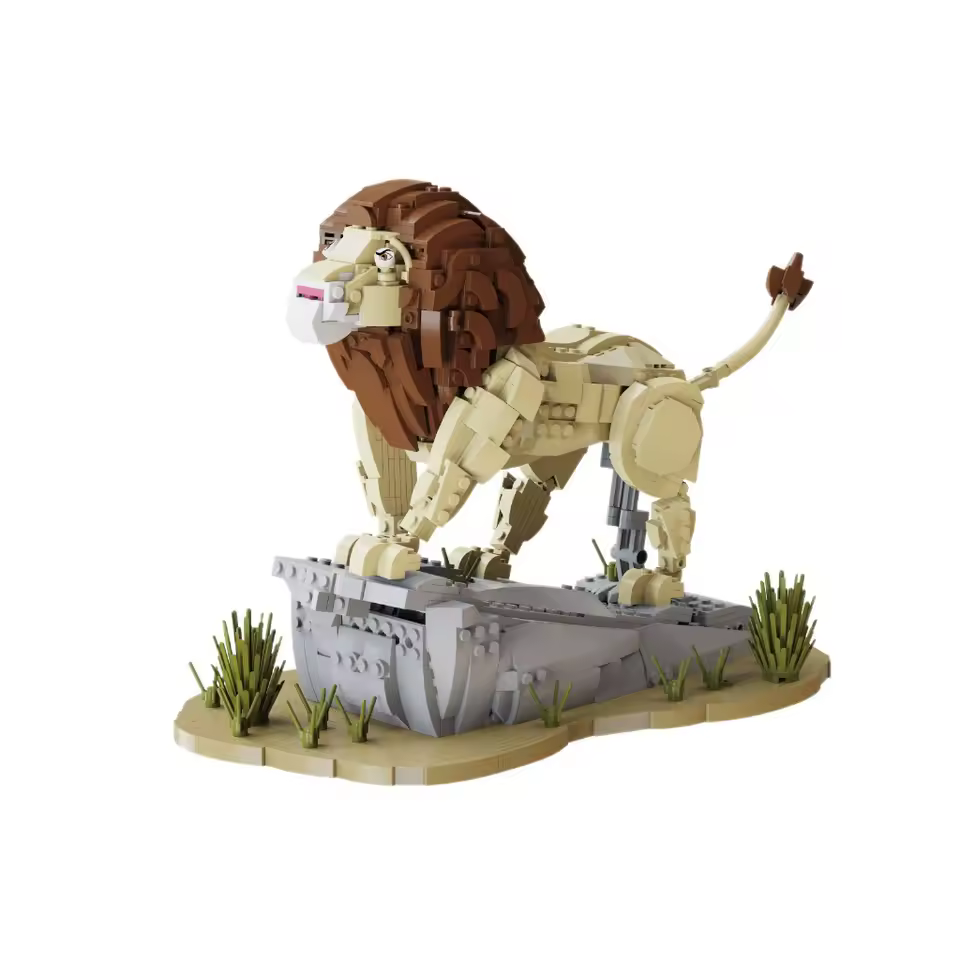 Brixzonecho Wild Lion Building Set Compatible with Lego Animal Model for Adult Home Office Decor