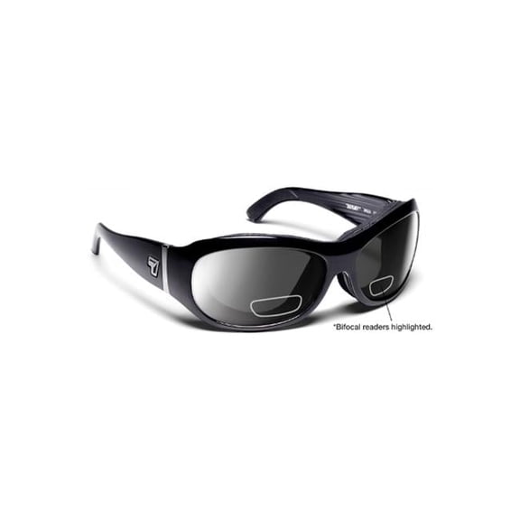 Briza Sharp View Gray Plus 2.50 Reader Sunglasses, Glossy Black - Small & Large