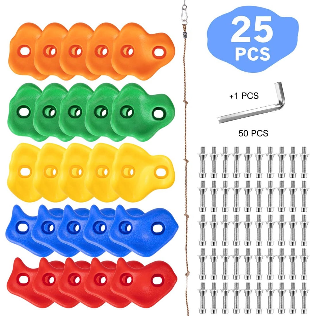 Brizi Living 25 Pcs Rock Climbing Holds Set with Mounting Screws and