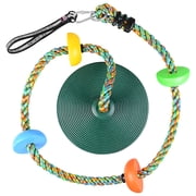 Brizi Living Climbing Rope with Platforms and Disc Swing Seat Set Playground Accessories Including Bonus Hanging Strap & Carabiner,Green