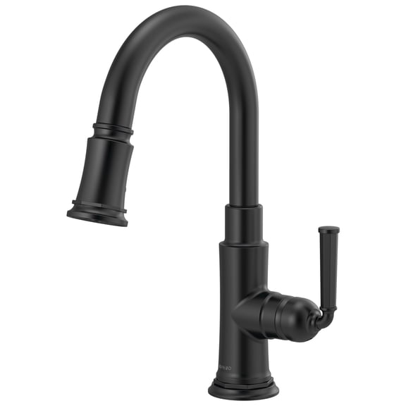 Open Box Brizo 63974Lf Rook 1.8 GPM Single Hole Pull Down Prep Kitchen Faucet - Black