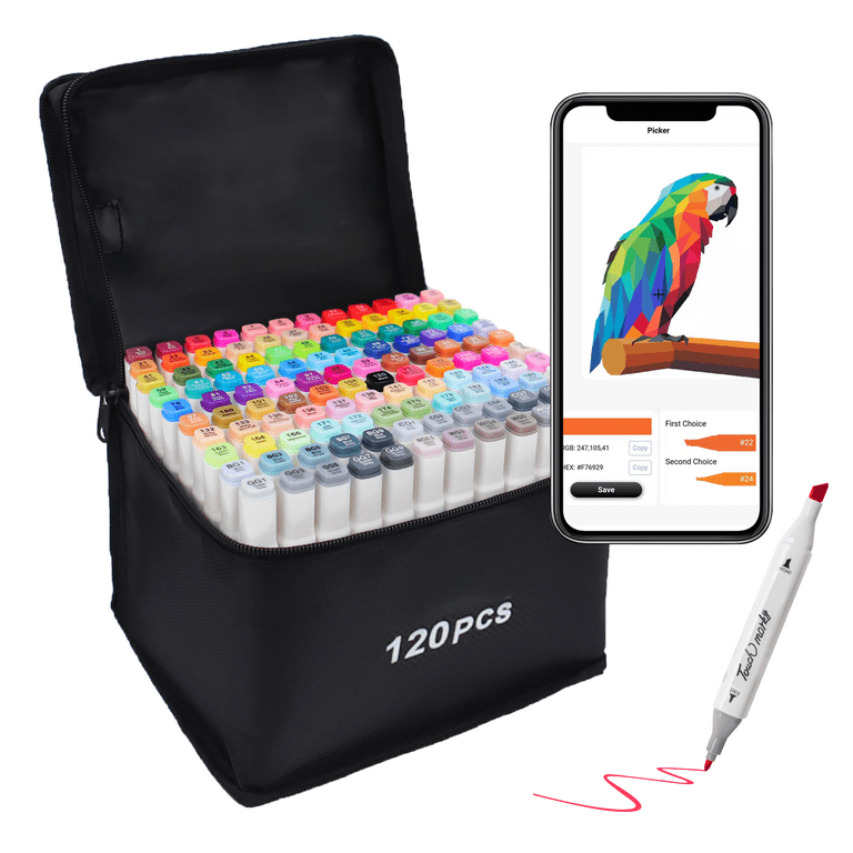Brled 120 Colors Alcohol Markers, Free APP for Coloring, Dual Tips Markers  for Artists, Art Markers Drawing Markers for Adult and Kids Coloring, Great