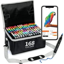 Brled 168+2 Colors Alcohol Markers, Free APP for Coloring, Dual Tips Markers for Artists, Art Markers Drawing Markers for Adult and Kids Coloring, Great Gift Idea.