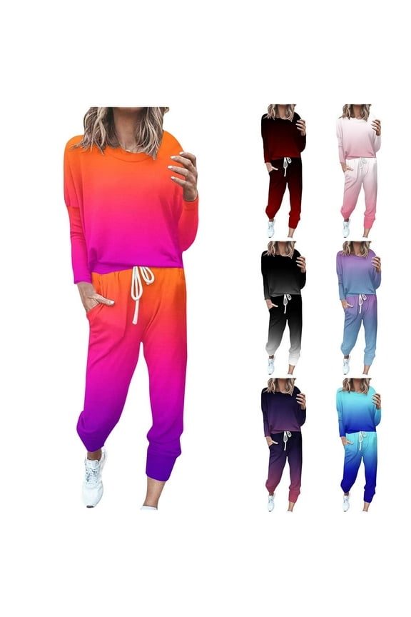 2 Pack Lounge Sets for Women Sweatsuits Two Piece Outfit Sherpa Lined Sweatshirt and Pants Workout Athletic TracksuitBlue,S