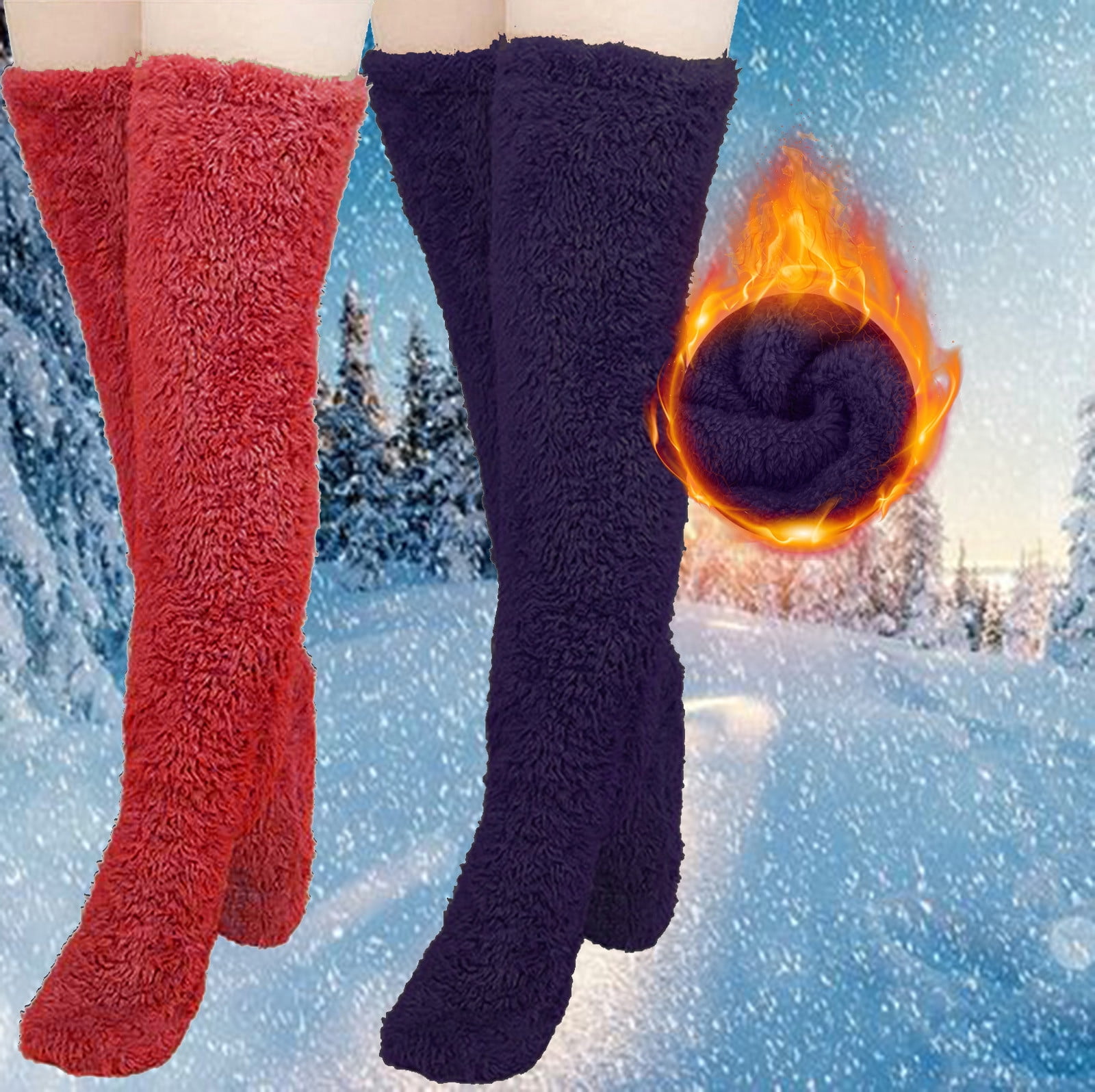 Brnmxoke 2 Pairs Women Fuzzy Socks Cozy Soft Fluffy Cute Teddy Legs
