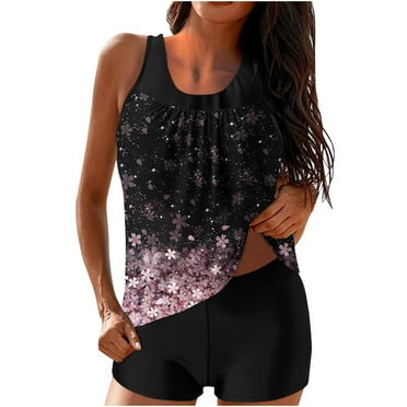 Brnmxoke 2 Piece Tankini Swimsuits for Women with Boy Shorts Athletic Swim Top Bathing Suits Modest Loose Comfy Soft Swimwear Two Piece Bathing Suit