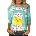 thumbnail image 1 of Brnmxoke 2024 Womens Graphic Tshirts,Easter Bunny and Easter Eggs 3/4 Sleeve T Shirt,Summer Casual Round Neck Cute Easter Printed Tops Tee Loose Comfy Holiday Blouse, 1 of 4
