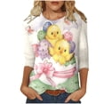 thumbnail image 1 of Brnmxoke 3/4 Sleeve Shirt for Women 2024 Happy Easter Day Cute Graphic Tees Loose Summer Casual Three Quarter Sleeve T Shirt Plus Size Holiday Blouse, 1 of 4
