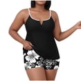 thumbnail image 1 of Brnmxoke Athletic Tankini Swimsuits for Women Plus Size 2 Piece Tummy Control Bathing Suits Floral Printed Swimwear Beach Outfits with Boy Shorts Modest Black,XXL, 1 of 6