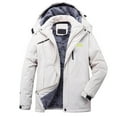 thumbnail image 1 of Brnmxoke Big Puffer Jacket Men - Fleece Waterproof Winter Zip Up Jackets with Detachable Hood Thicken Thermal Outdoor Coats White,M, 1 of 3