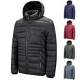 thumbnail image 1 of Brnmxoke Big and Tall Men Puffer Down Jackets Packable Bubble Jacket Winter Warm Zip Up Padded Coats with Detachable Hood for Outdoor Ski Travel Black,M, 1 of 8