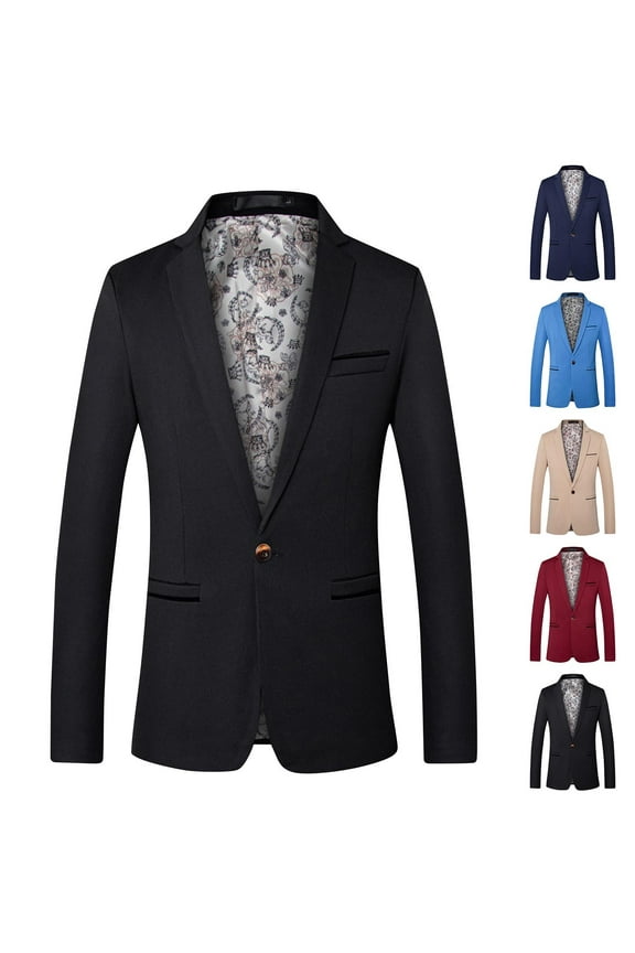 Blazer for Men 2024 Big and Tall Casual Suit Jacket Regular Fit Lapel Business Daily Lightweight Sport Coats One Button Formal Dress Blazers Khaki,XXXXXL