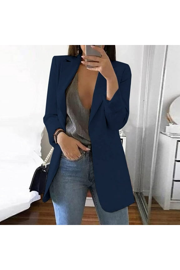 Blazers for Women Business Casual 2023 Plus Size Cardigan Long Sleeve Slim Jacket Work Office Blazer with Pockets