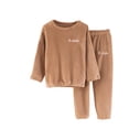 thumbnail image 1 of Brnmxoke Boys Pajamas Sets - Soft Warm Flannel Pj Sets Long Sleeve Tops and Pants Plush Loungewear Sleepwear Outfits Khaki,9-10Years, 1 of 4