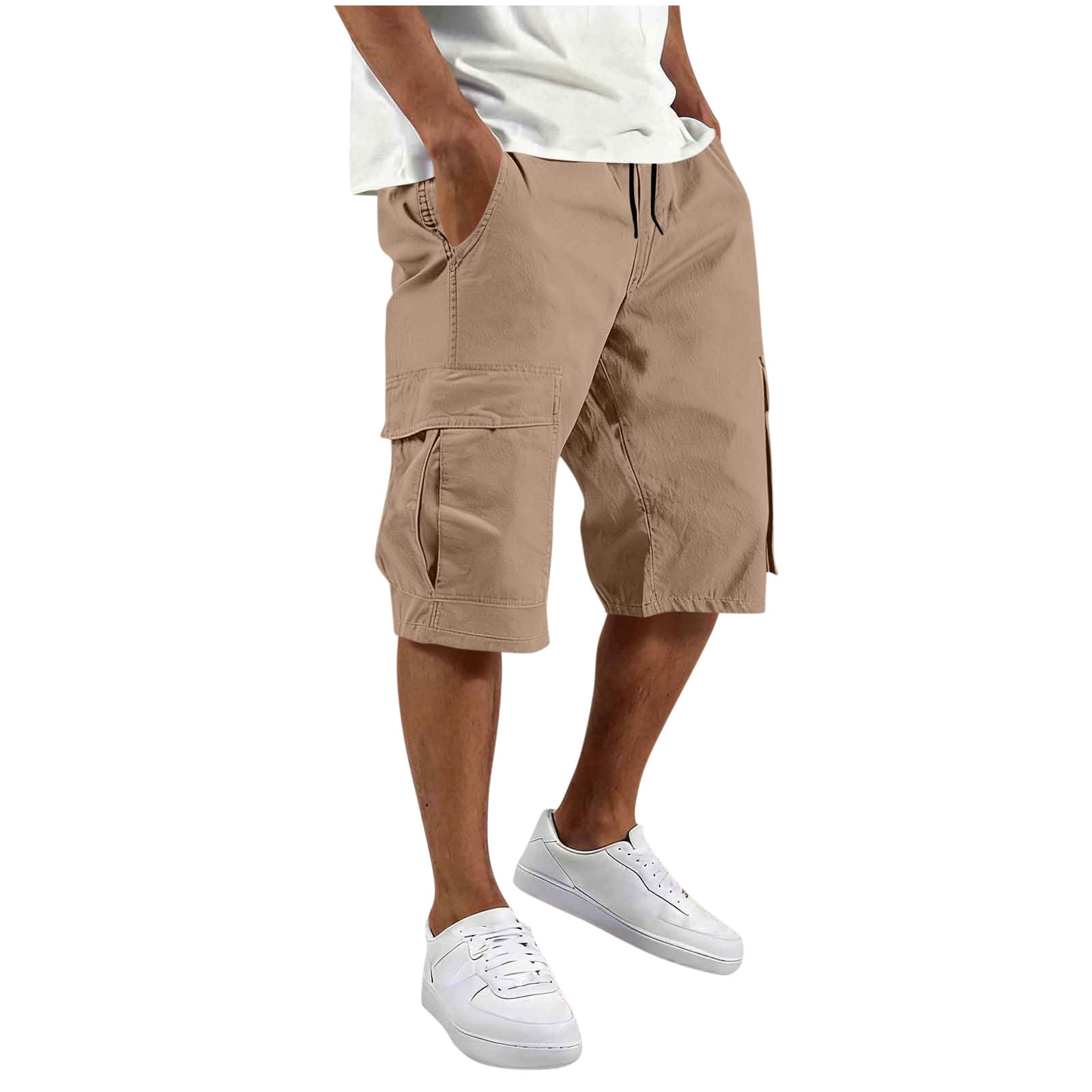 Brnmxoke Cargo Short Pants for Men Big and Tall Elastic Waist