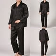 thumbnail image 1 of Brnmxoke Christmas Men's Silk Satin Pajama Set Long Sleeve Classic Sleepwear 2 Pcs Pj Set Classic Silky Button Down Loungewear with Long Pants Pajamas Sleepwear, 1 of 9