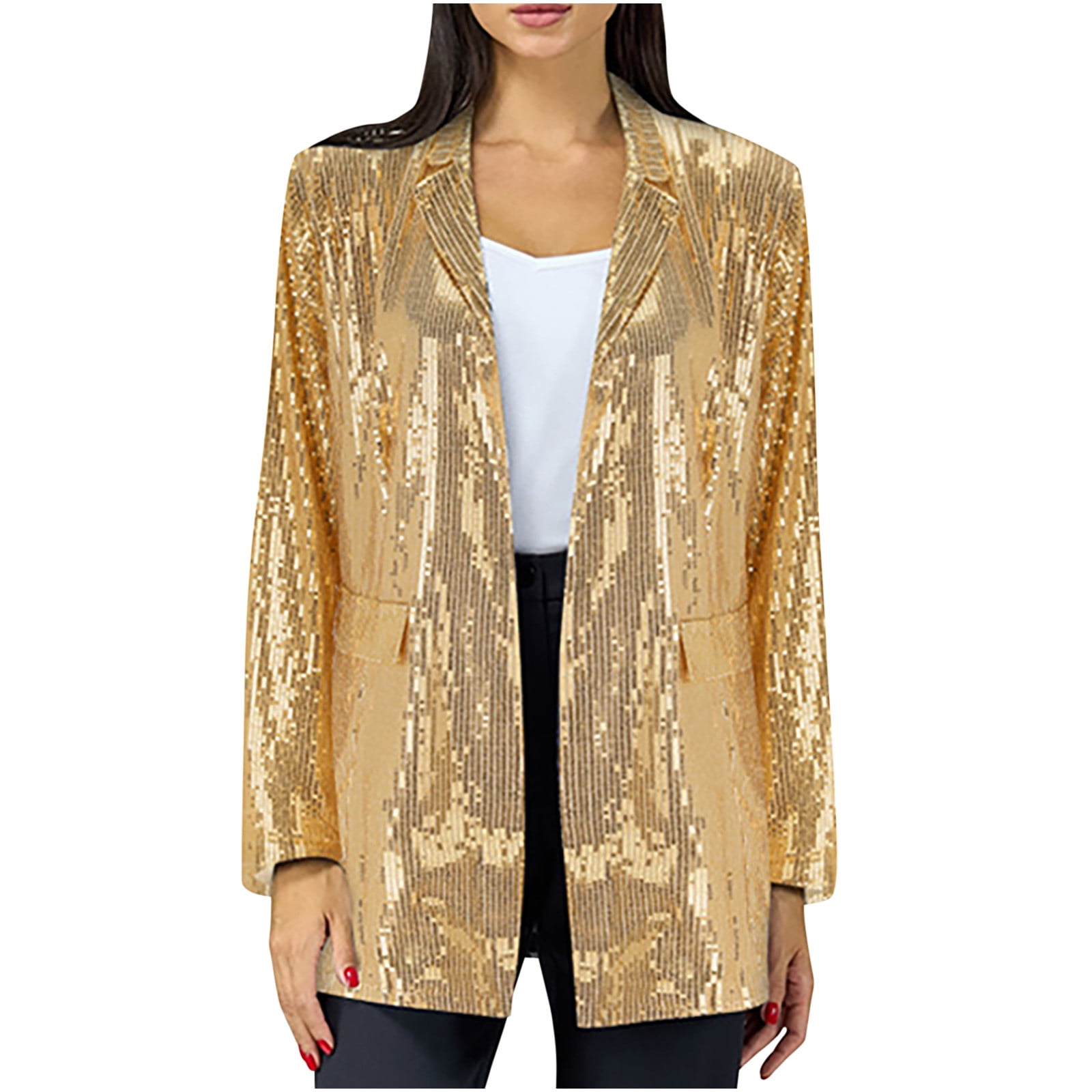 Women'S Fashion Sequin Blazer - Long Sleeve Slim Fit Open Front Cardigan Jacket main image 1