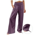 thumbnail image 1 of Brnmxoke Cotton Linen Pants,Women's Solid Color Wide Leg Palazzo Pants Comfy Loose Boho Drawstring Sweatpants High Waist Lounge Casual Athletic Pant Workout Joggers Pants, 1 of 8