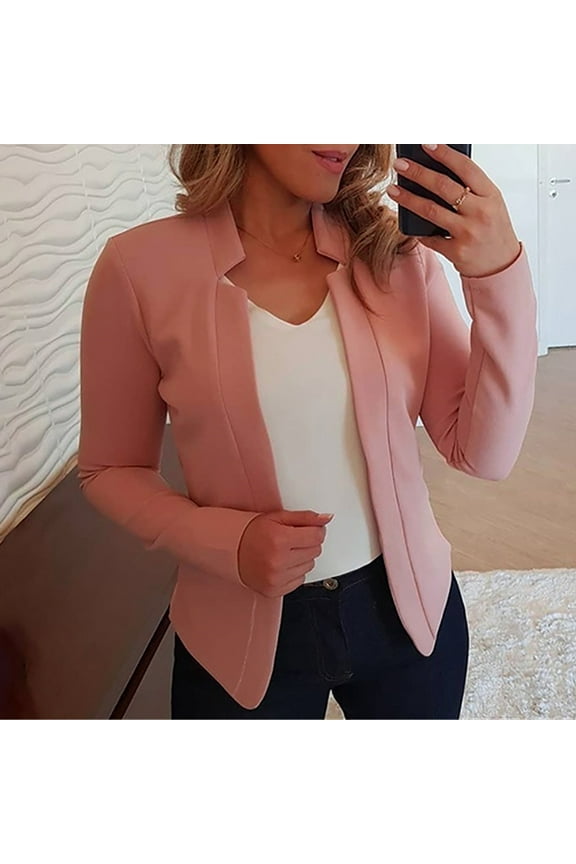 Crop Blazers for Women Business Casual 2023,Long Sleeve Notch Lapel Office Blazer Slim Fit Elegant Petite Blazers Solid Color Work Office Suit Jacket