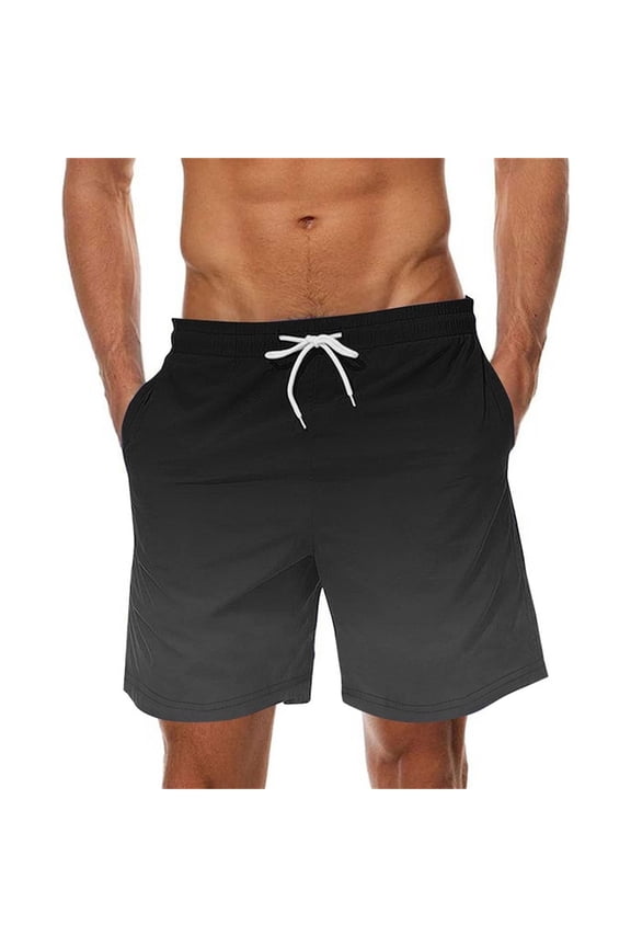Dissolvable Swimming Trunks for Men Gradient Funny Quick Dry Swimwear Beach Drawstring Shorts with Pockets Dark Gray,XL