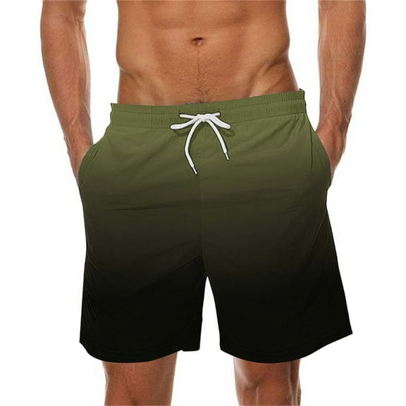 Brnmxoke Dissolving Swim Trunks Men Gradient Funny Quick Dry Swimwear Beach Drawstring Shorts with Pockets Green,XXXXL