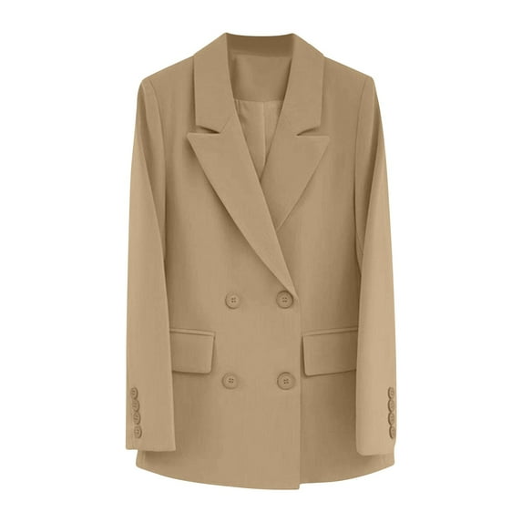Brnmxoke Fall Blazers for Women 2025 Blazer Jackets for Women Open Front Long Sleeve Work Office Casual Blazers with Pockets Khaki,XXL