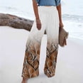 thumbnail image 1 of Brnmxoke Fall Clearance 2023,Womens Pants Casual Trendy Straight Legs Women's Linen Wide Leg Pants Elastic High Waisted Palazzo Pants Lounge Yoga Trousers with Pockets, 1 of 5
