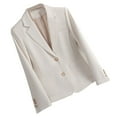 thumbnail image 1 of Brnmxoke Fashion Blazers for Women Trendy Long Sleeve Blazer 2025 Fall Lightweight Fully-Lined Lapel Button Casual Work Jacket Pockets Beige,XL, 1 of 8